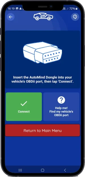 AutoMind app: Connect dongle device to vehicle